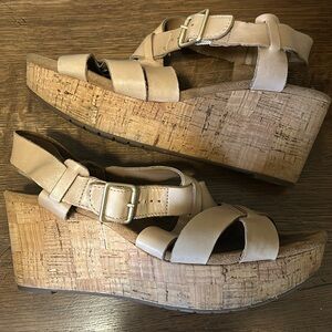 Tan cork Clark wedges